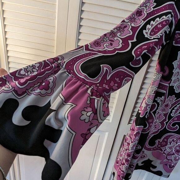 INC International Concepts Dress Womens M Purple Bodycon 60s/70s Vibe Medallion - Picture 6 of 7